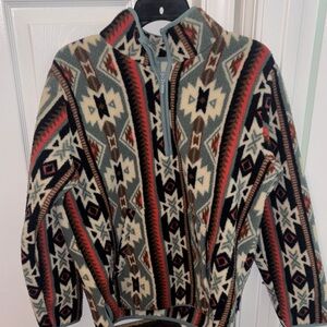 Wrangler Women’s  Zip-Up Fleece Sweater - Multi Color Aztec Print